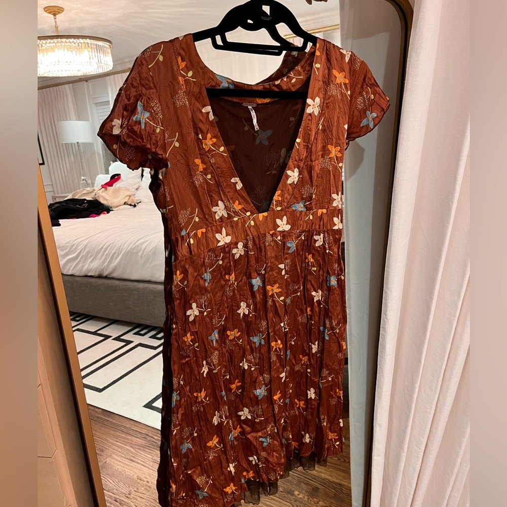 Free People brown silk dress